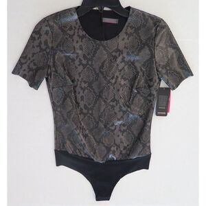 Commando BDS018 SN40 Women's Sz M Gray Snake Print Faux Leather Bodysuit $108+